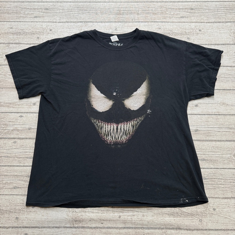 Marvel Venom T-Shirt Mens XL Black Cotton Face Comics MCU Heavyweight Streetwear